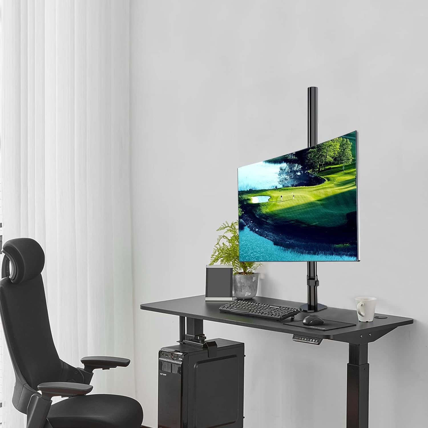 Pholiten Braccio per Monitor Singolo Extra Alto, Supporto Regolabile 800mm per Schermi LCD 13-32 Pollici, Portata Fino a 10kg, MD9801