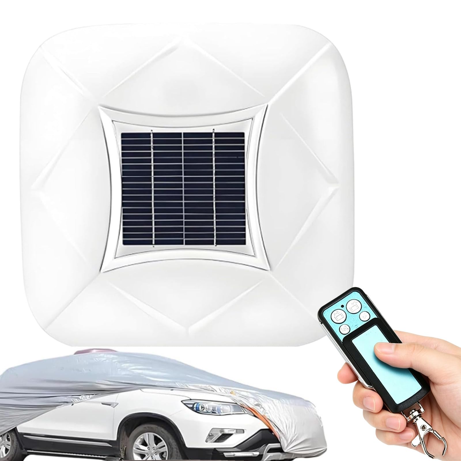 Smart Car Cover with Solar Charging, Remote Control Automatic Full Exterior Covers, Waterproof and Sunproof Quick and Convenient To Protect Your Car, Fit for Sedan, MPV, SUV White-YXL