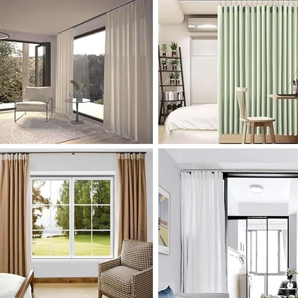 Robuste Aluminium-Vorhangschiene, 120–300 cm, geräuschlose Deckenstange mit leichtgängigem Gleitsystem, perfekt für schwere Vorhänge, ideal für Wohnzimmer und 500 cm lange Decken