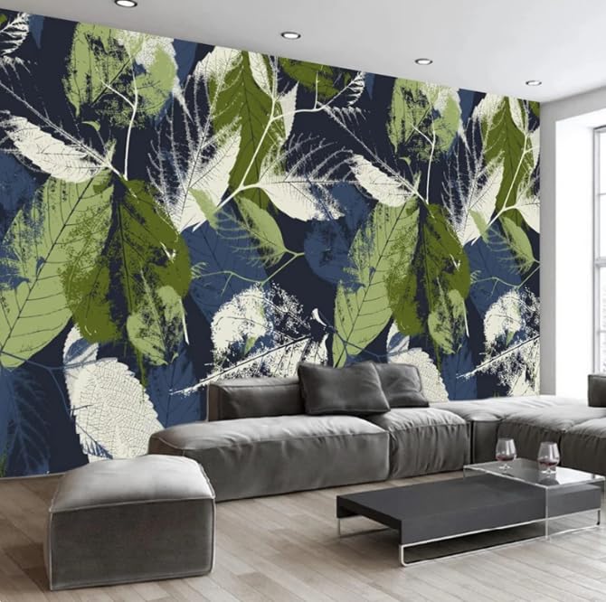 Papier peint mural de fond haut de gamme feuille verte aquarelle 3D