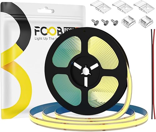 Miniatura 1 de Tira de luz LED COB de 16.4 pies, IP65, impermeable, DC12V, 3000K, blanco cálido, regulable, 320 LEDsm, luces uniformes flexibles de alta densidad