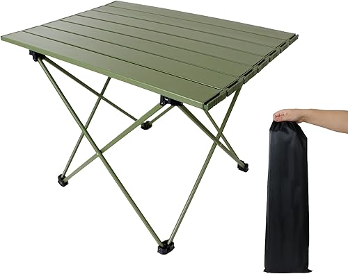 EonLim Mesa plegable portátil para acampar al aire libre, mesa de rollos de pollo de aluminio ultra ligera, mesa de playa, mesa auxiliar plegable,