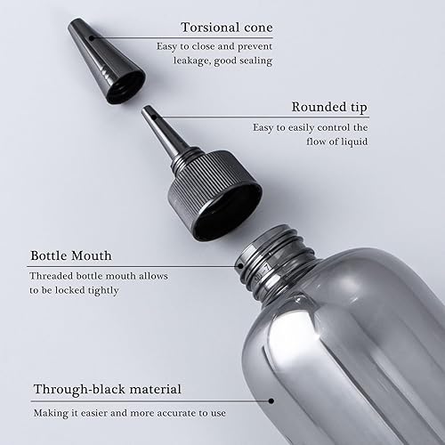 Miniatura 3 de sdoot Botella aplicadora para el cabello, botella aplicadora de color de cabello de 16.9 onzas, paquete de 2 botellas de aceite transparentes para