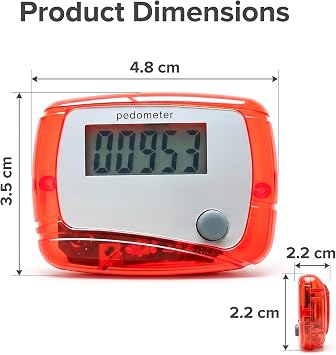 Red Portable Counter Mini Digital LCD Pedometer Sports Walking Running Step Meter Walking Distance Miles, Calorie Counter, Daily Target Monitor, Exercise Time