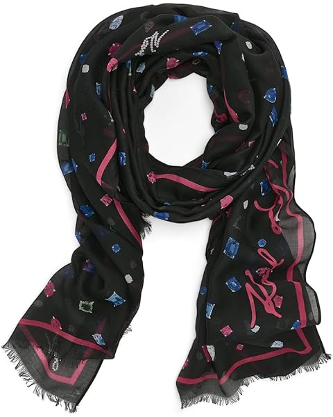 KARL LAGERFELD Womens Jewel Print Scarf Scarf