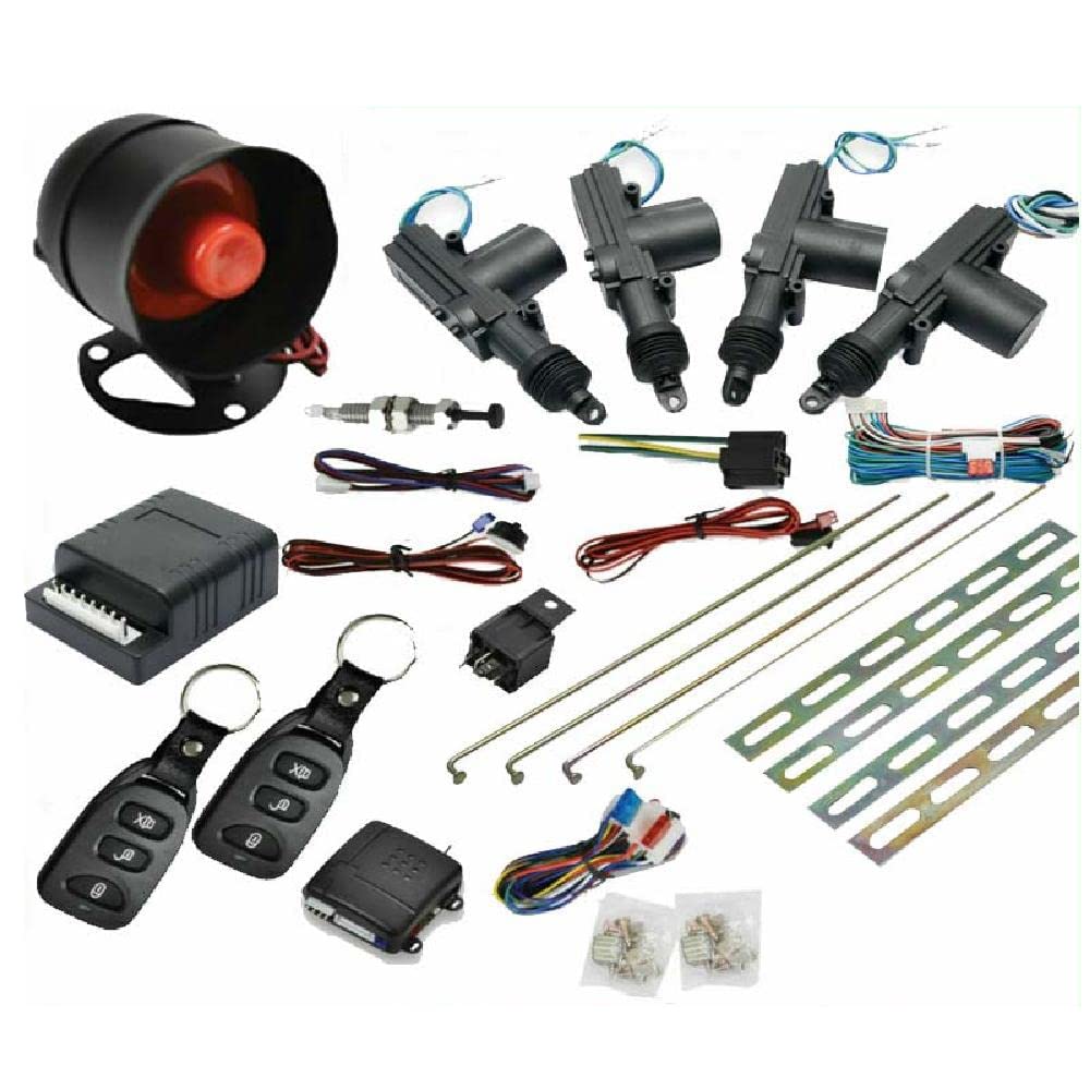 Baceyong Kit de alarma de seguridad universal con cierre centralizado para coches de 4 puertas, control remoto, antirrobo, sistema de entrada sin llave con 2 llaves