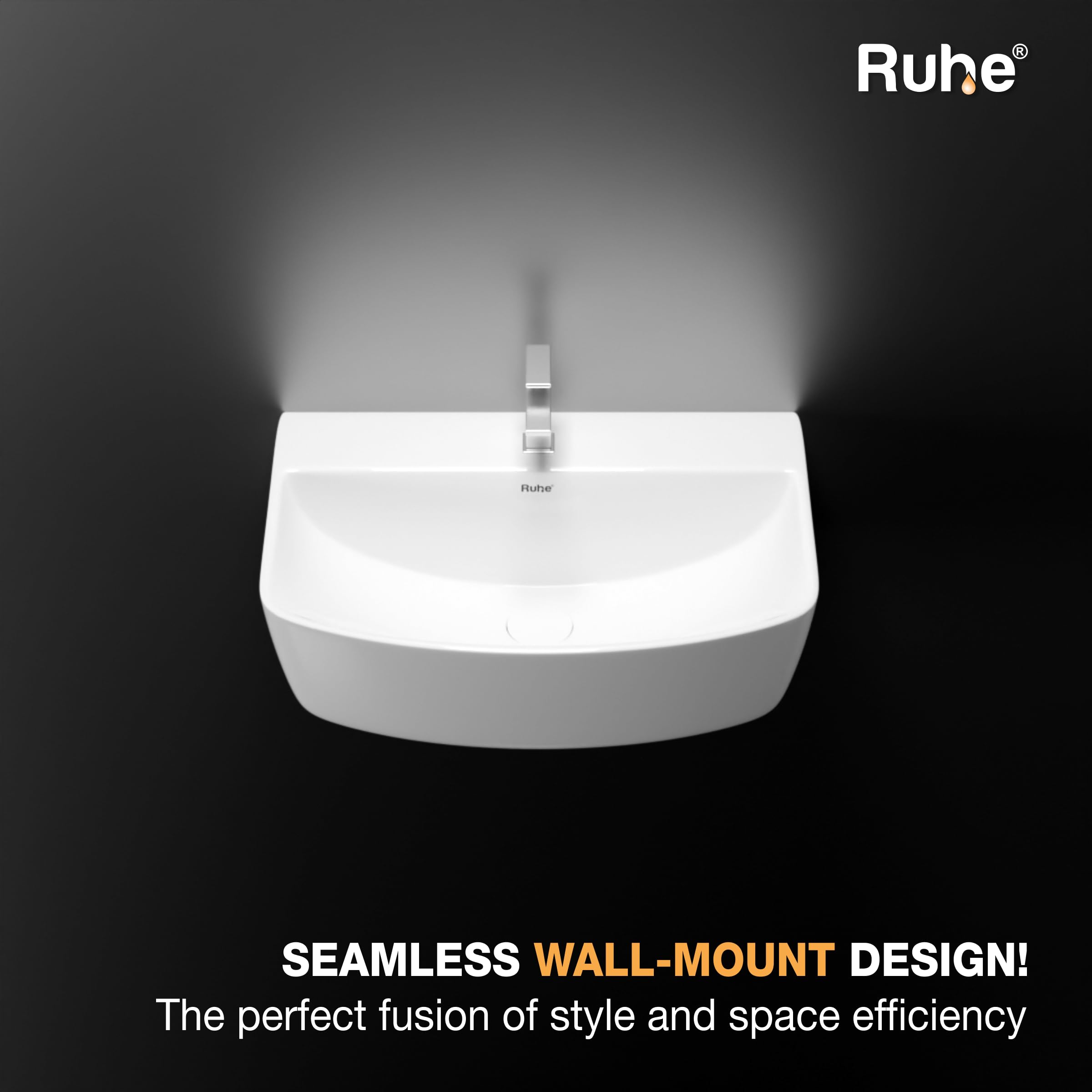 Ruhe Aries Wall Hung Ceramic Sink - Modern Bathroom -5 Ruhe Aries Wall Hung Ceramic Sink - Modern Bathroom -5