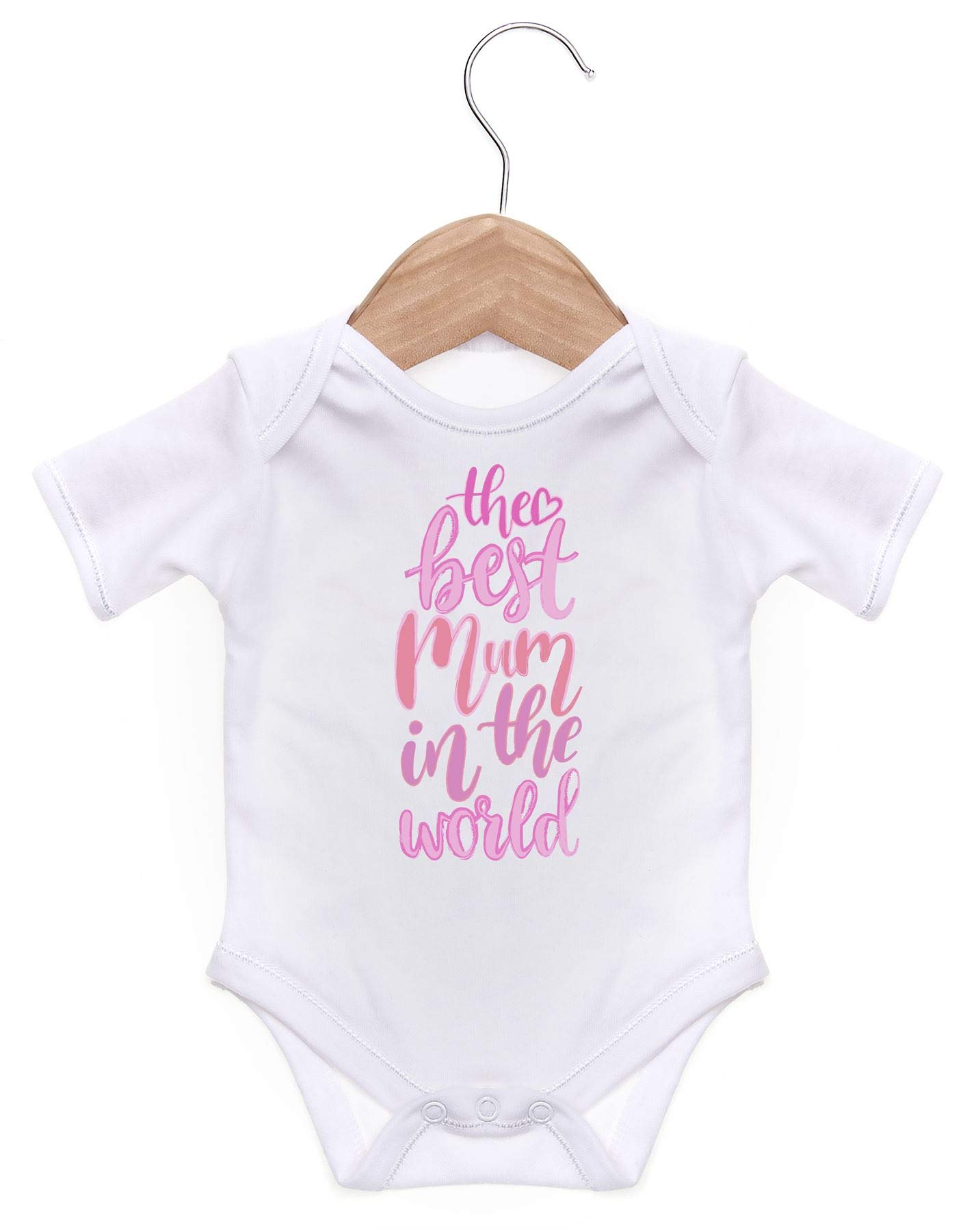 ART HUSTLE The Best Mum in The World/Baby Grow for Baby Boy Or Girl (White - 0-3m)