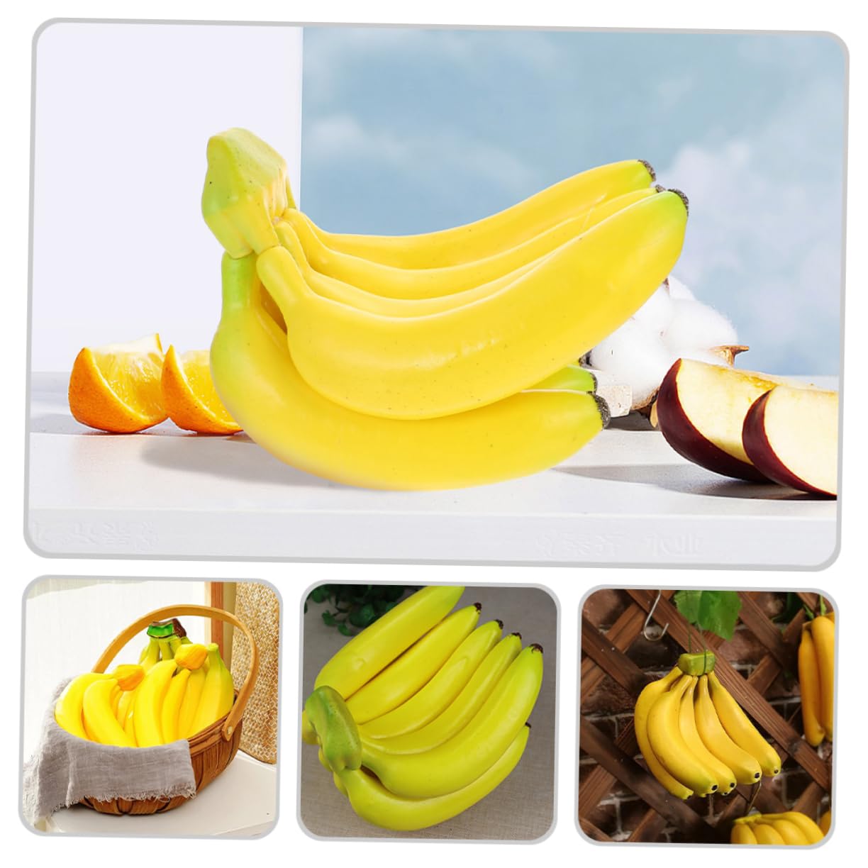 Zerodeko 3 Mazzi Di Banane Artificiali Banane Finte in Schiuma Per Esposizione Ristorante Di Frutta Realistico
