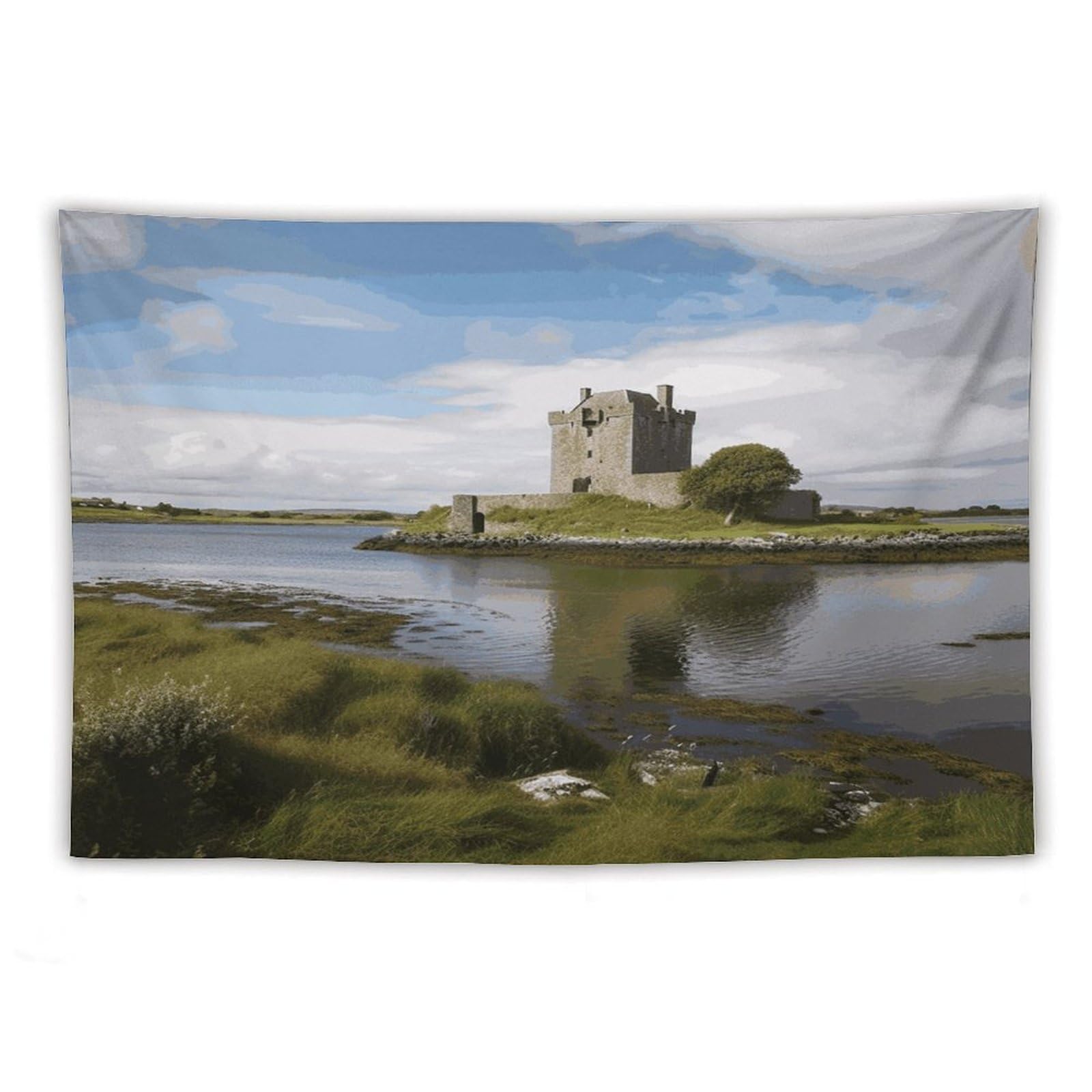 LDGSUPH View of The Dunguaire Castle Tapestry Wall Hanging Decor Anti-fading Aesthetic Wall Tapestries Fashion Wall Blanket Decor Modern Wall Art Tapestry for Bedroom Home Decor 40"x60"