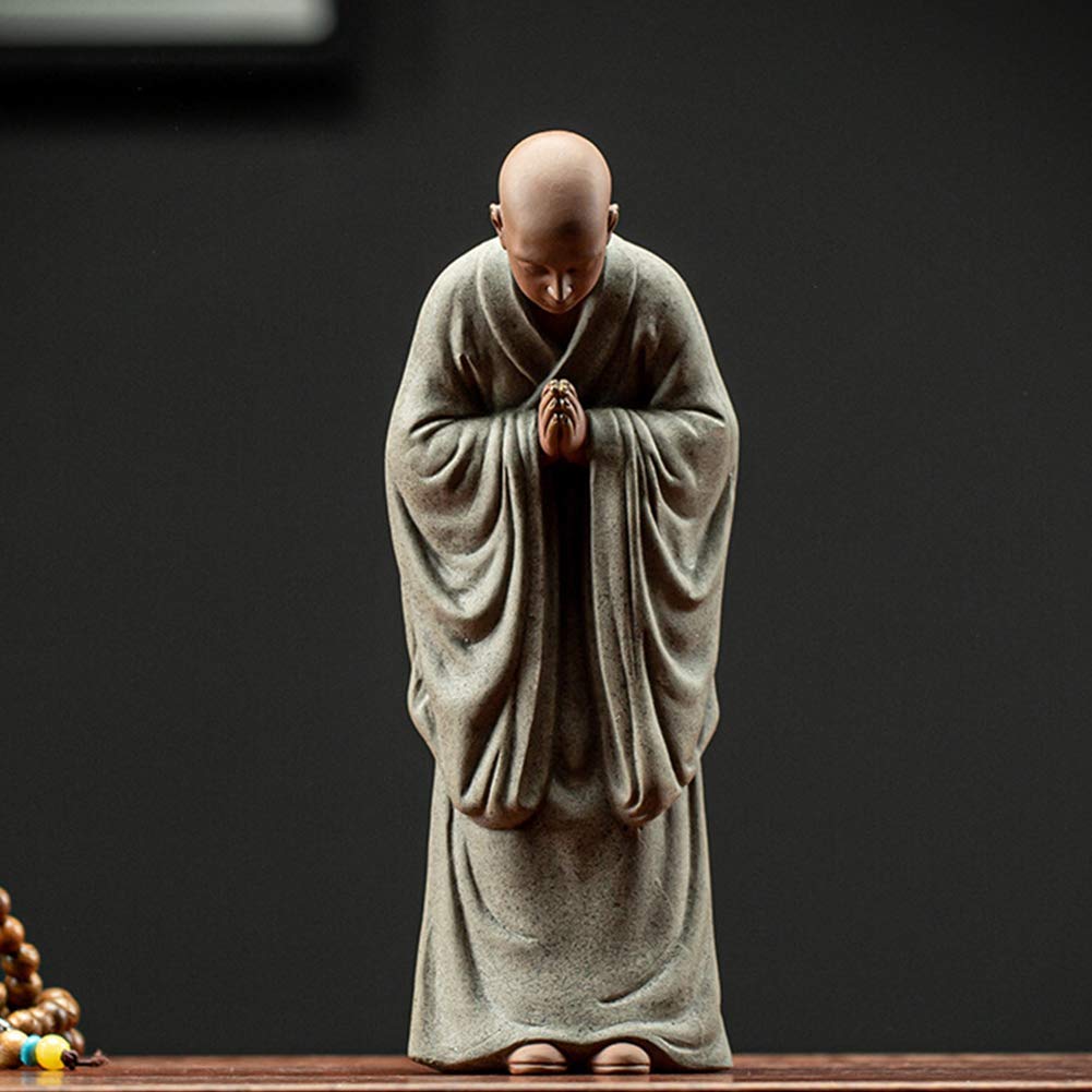 medytująca figurka posągu buddy zen, rzeźba religii wystrój wnętrz dla domu, gabinet salon ceramika biurowa dekoracje ozdoby, b