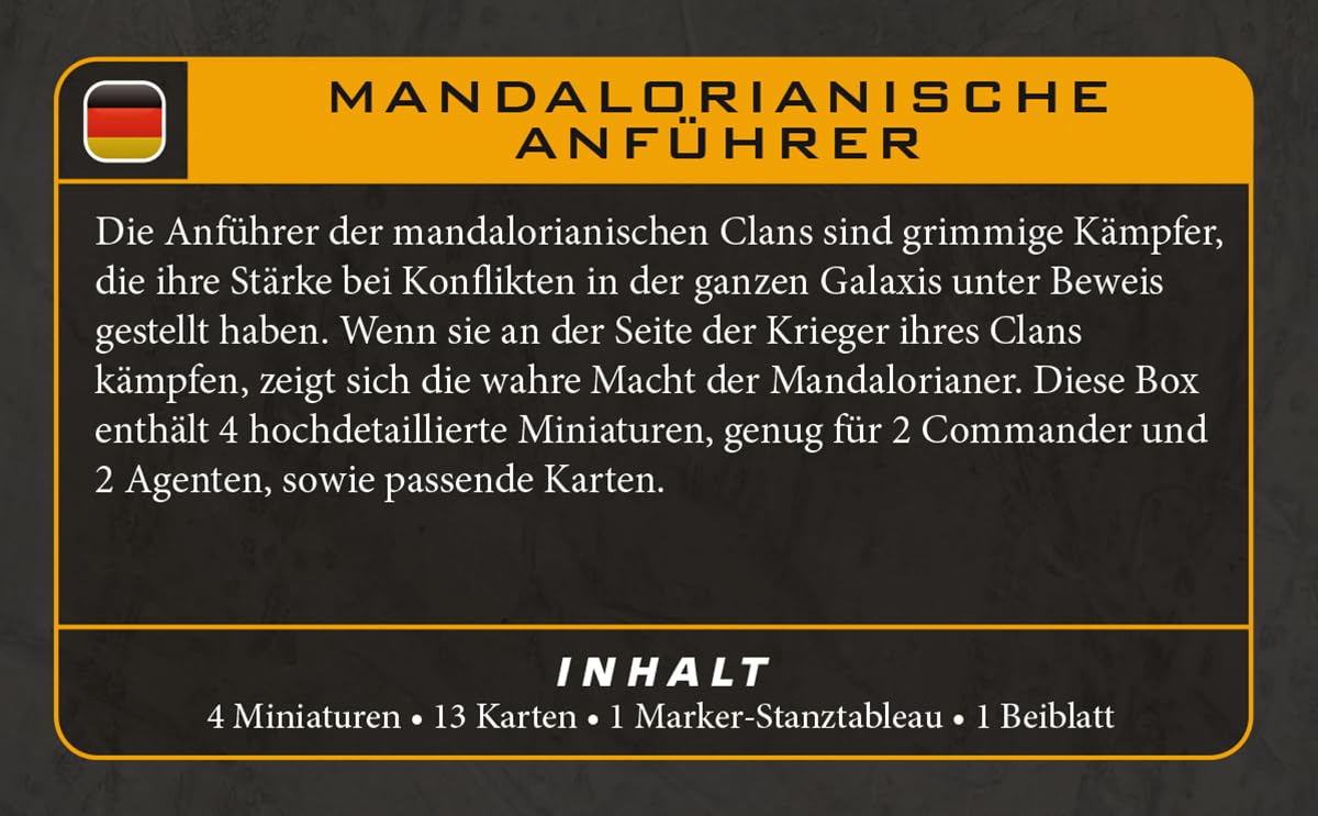 Asmodee Star Wars: Legion Mandalorian Leaders, confezione da 4 miniature di comandanti e agenti dei clan di Mandalore, a partire dai 14 anni, 2 giocatori, 60-120 minuti, spagnolo, tedesco, inglese