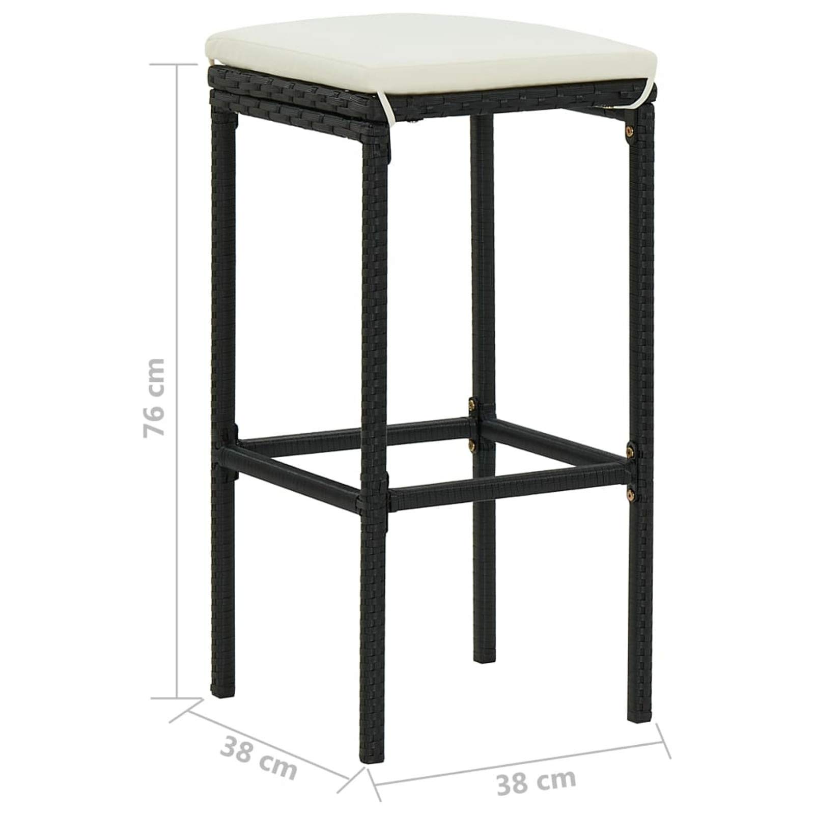 Deufre Muebles de Bar Jardín Exterior 3 pzas,Mesa y Sillas Jardín,Mesa y Sillas Exterior,Mesa y Sillas de Bar de Ratán,Conjunto Mesa y Sillas con Cojines para Jardin y Terraza Negro
