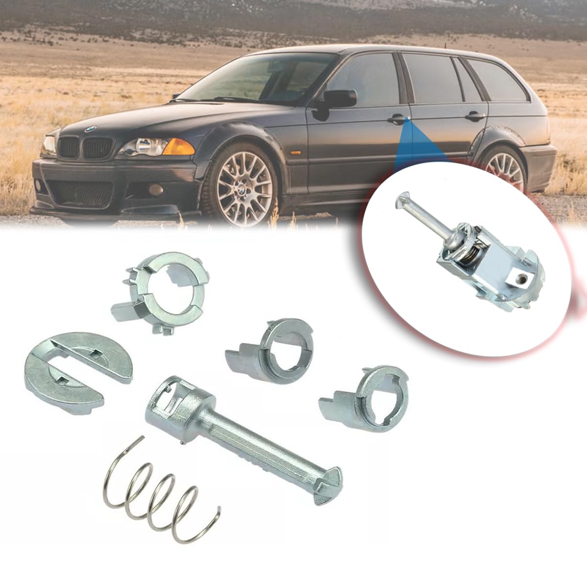Zamek do drzwi, cylinder do drzwi, zestaw naprawczy cylinder zamka drzwi, cylinder, części zamienne przód lewy prawy do serii 3 E46 Sedan Touring Coupe Cabrio 19908-2005 51218244049