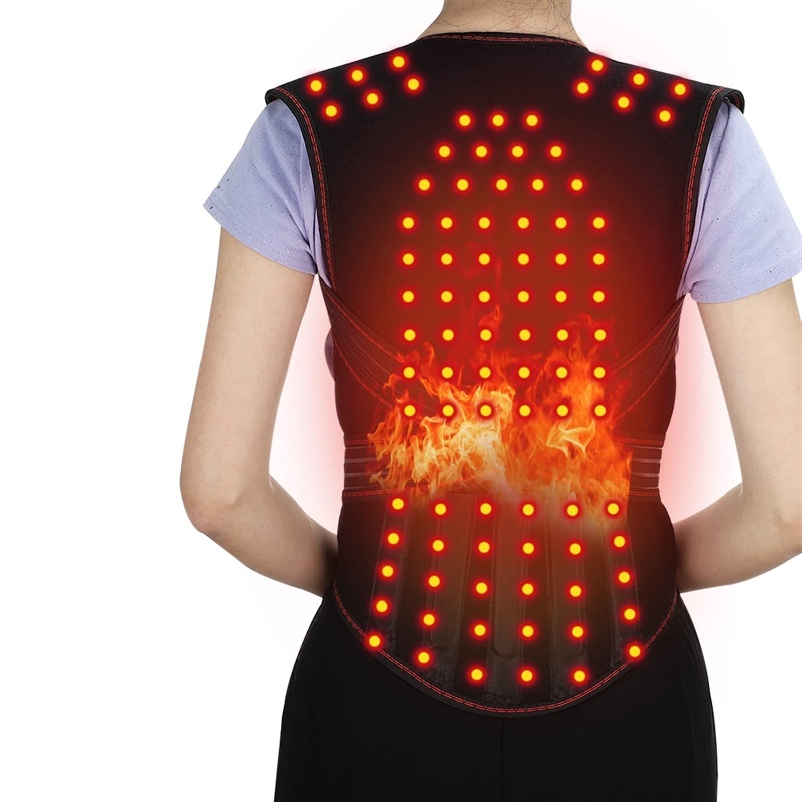 Correcteur de posture auto-chauffant à tourmaline et aimants dorsaux