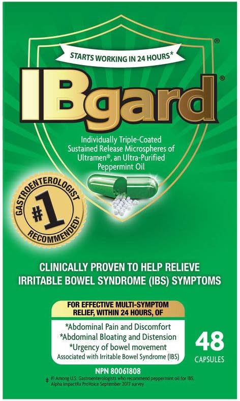 IBgard Gut Health Supplement, Peppermint Oil Capsules for Abdominal Comfort, 192 Capsules (Packaging May Vary)