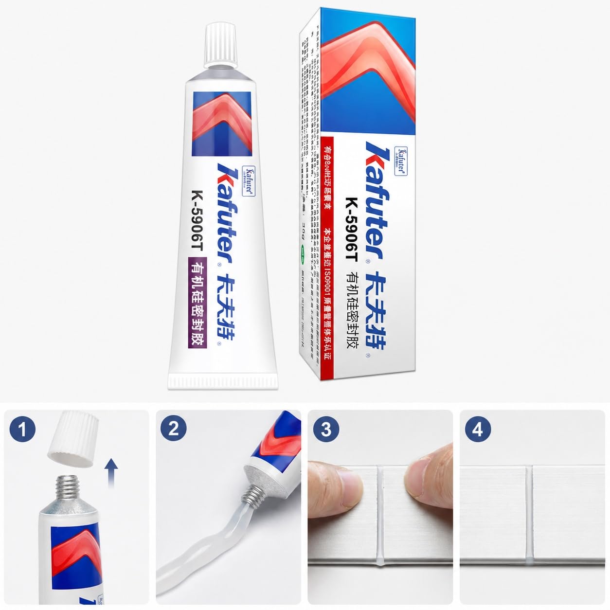 VIDOO Kafuter K-5906T Neutralny Niekorozyjny Klej Elektroniczny, Przezroczysta Tiksolotropowa Spoina Silikonowa do Uszczelniania Urządzeń Domowych - 300ml