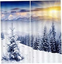 Garneck Cortinas Impressas Persianas Para Cortina De Quarto De Casa Cortina De Casa Cortina De Casa Cortina De Sala De Estar Cortina De Hotel Cortina De Campo De Neve Conjunto De