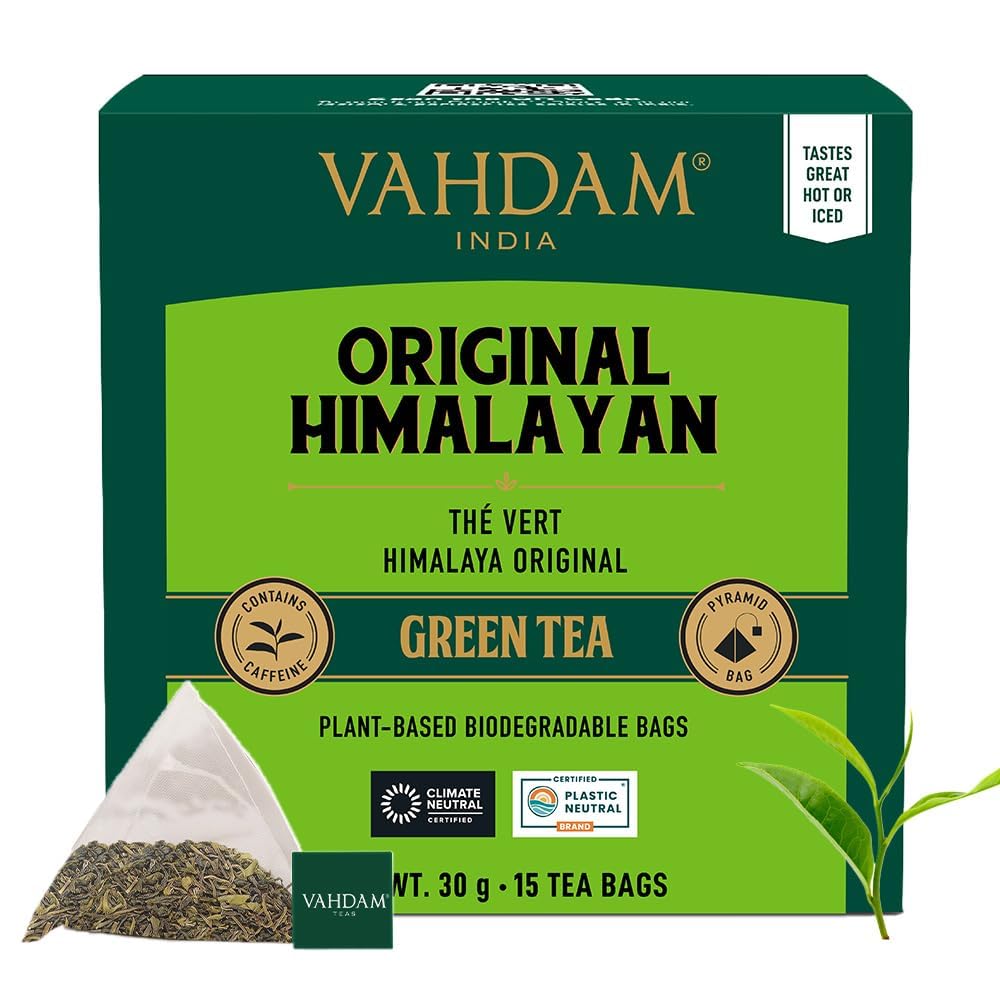 VAHDAM té verde del Himalaya 15 bolsitas hojas sueltas