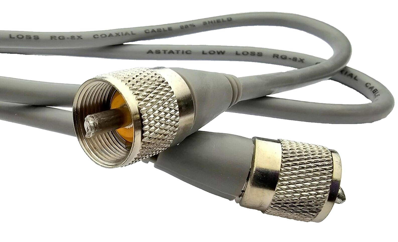 Pro Trucker RG-8X CB Antenna Premium Coaxial Cable, 3ft UHF PL259 Male to Male Coax Jumper Cable for CB, HAM Radio, SWR Meter, Antenna Analyzer, Low Loss, 98% Shield, Gray - PTRG8XX-3