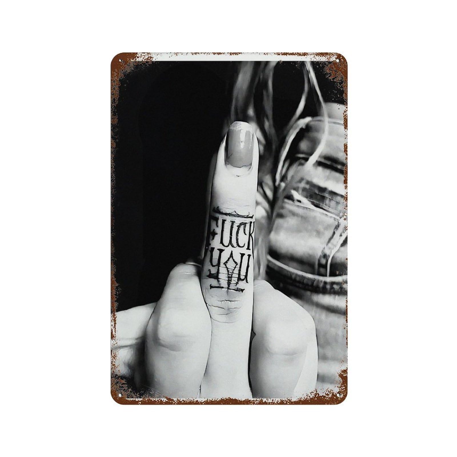 xiaoxiaoshen Feminist Print, Middle Finger Poster Wall Decor Art Metal Tin Poster Modern Home Decor Art Home Bar Shop Decorations Vintage Sign 30x20cm