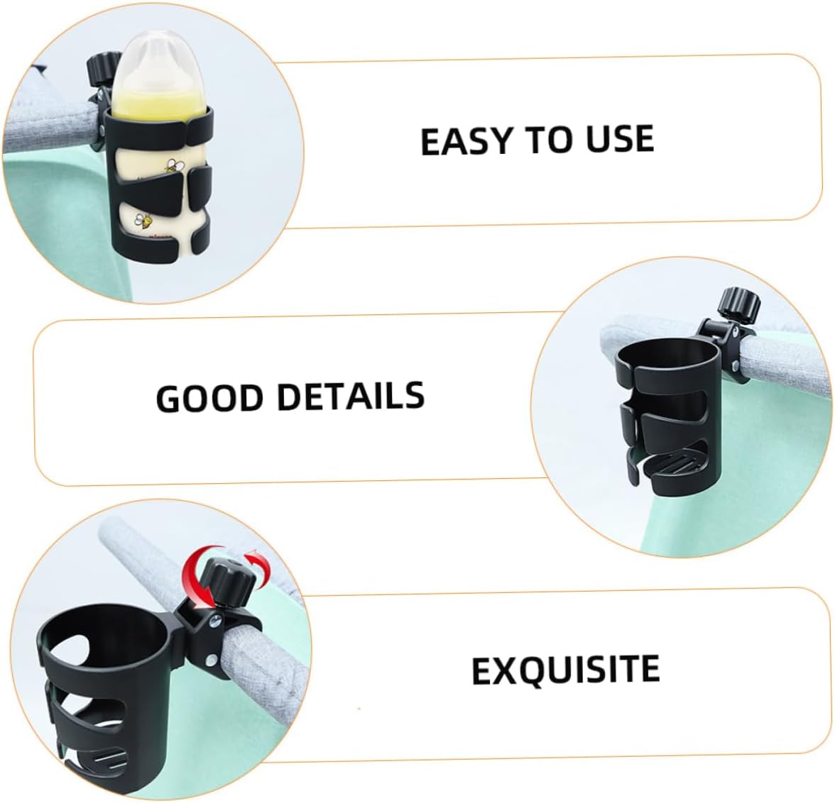 MERRYHAPY 3pcs Stroller Cup Holder Organizer Compact Bottle Holder for Stroller Lightweight Drink for Easy Access While
