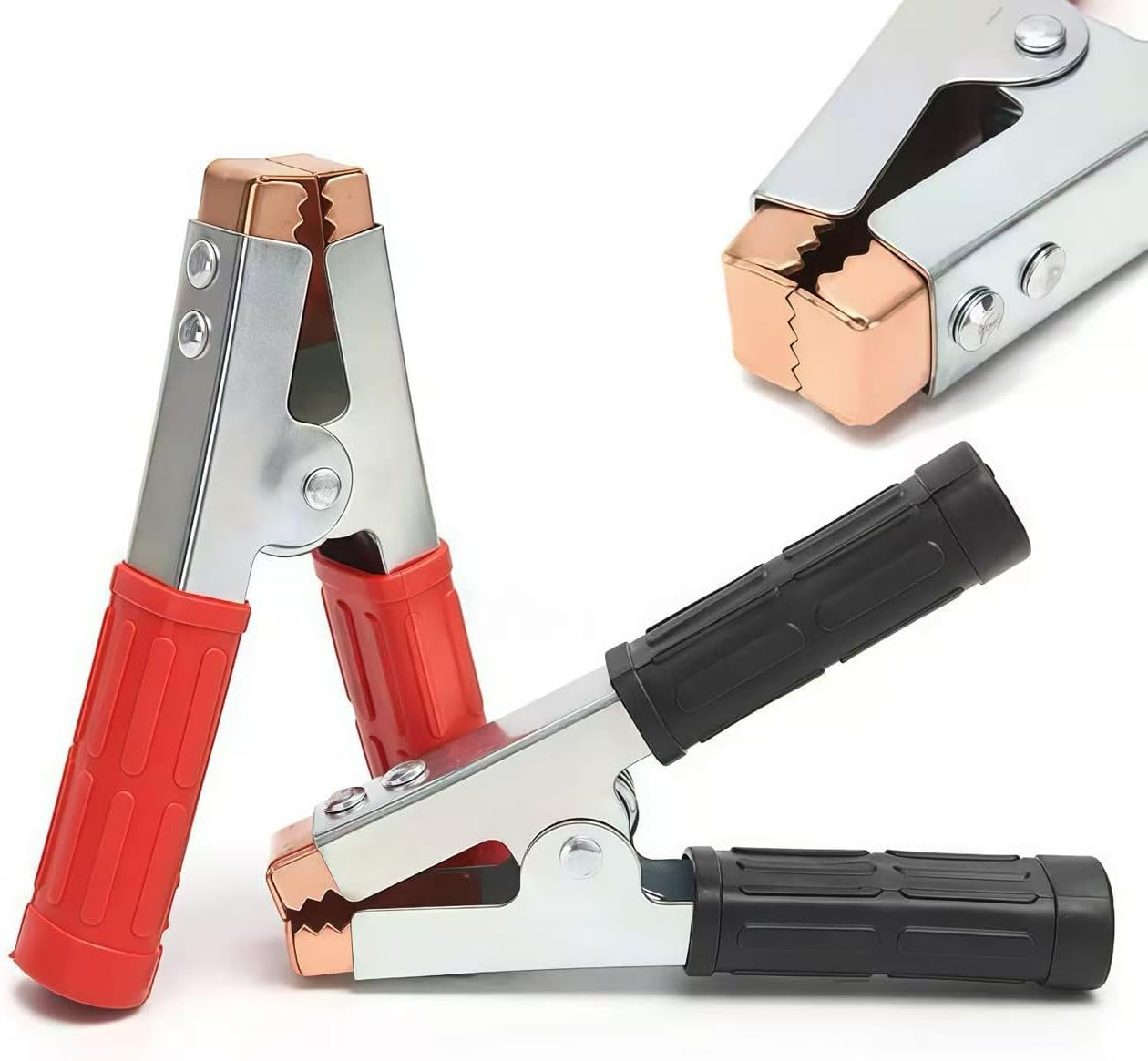 4-Pack Large Size Insulated Alligator Clips Electrical, 500A Spring Loaded Battery Charger Clamps for Car/Truck Battery & Industrial Electric Testing (Black and Red) - Image 6