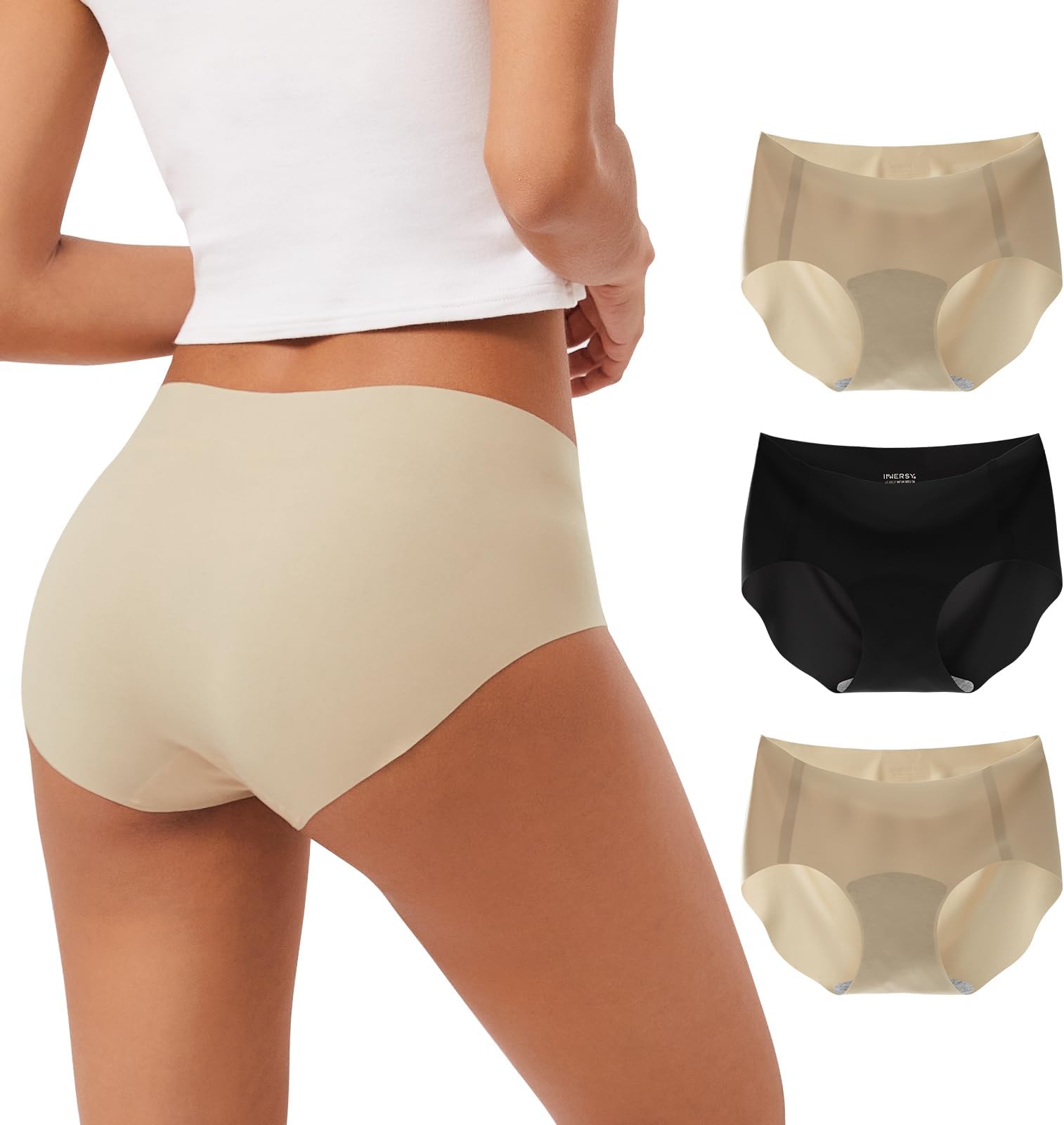 Women's Seamless No Show Hipster Panties Invisible Light Underwear 3-Pack