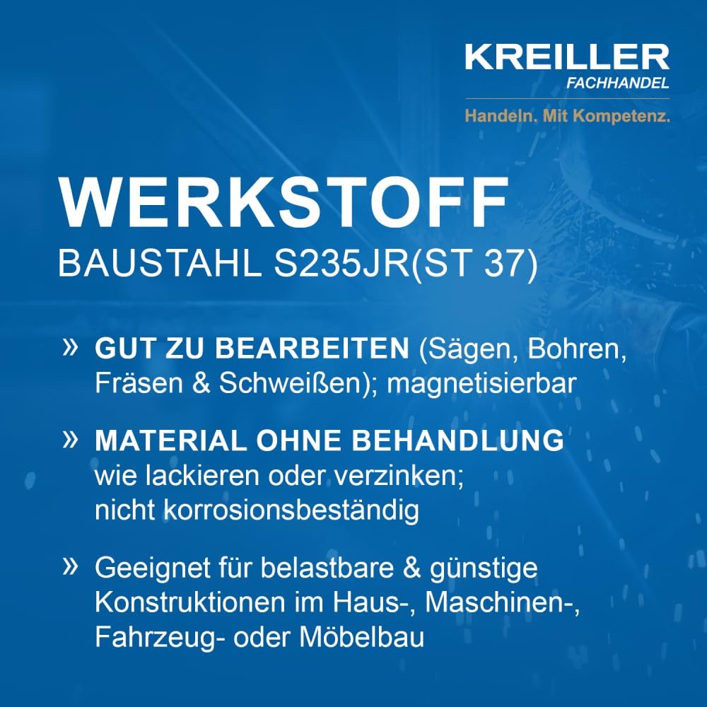 Stahl Rechteckrohr Rohstahl MaterialType Stahl - 2m, Größe 60 x 40 x 3 mm