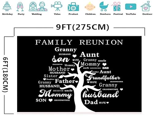 Family Reunion Backdrop Family Members Tree Photo Background Meetsioy Black Studio Props Banner Family Reunion Party Supplies Cake Table Decorations 9X6Ft Bjzsmt116 #TOP6