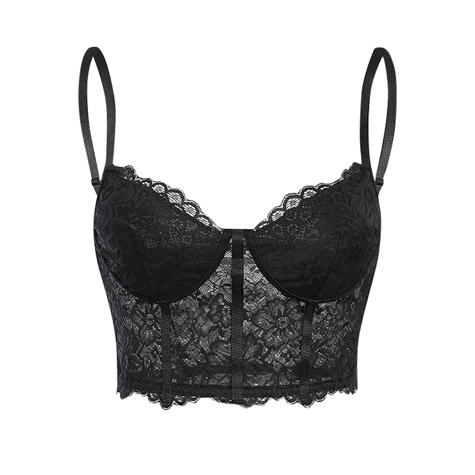 Sinzelimin Womens Eyelash Lace Mesh Corset Straps Fishbone Support Overbust Bustier Underwear Waist Cincher Shapewear Tops