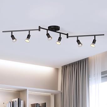 LVWIT 6-Light Track Lighting Fixtures Ceiling Black, Gu10 Base