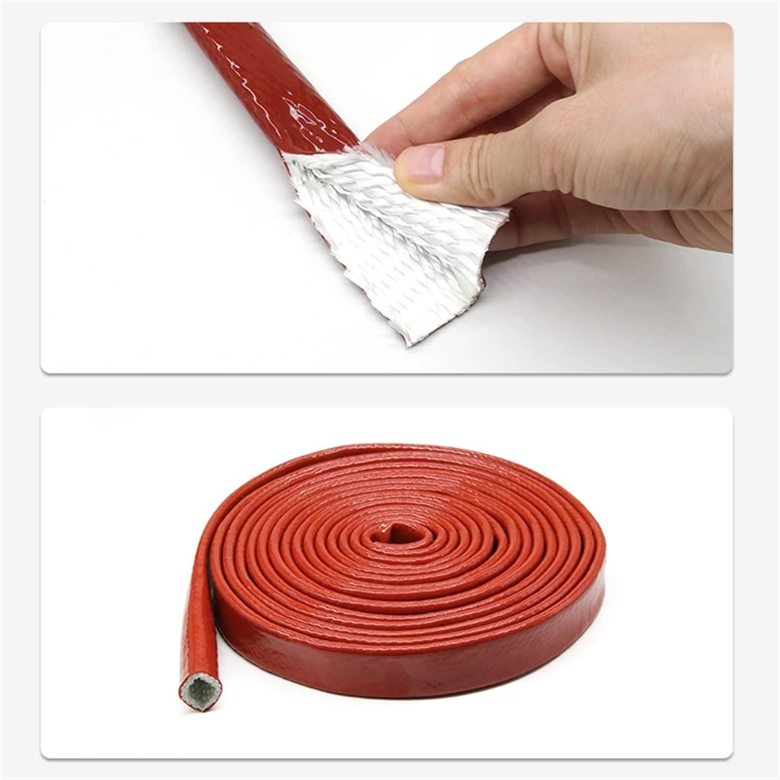 Kabelkanal 1/5 m Durchmesser, 4–30 mm, hochtemperaturbeständiges Glasfaserrohr, mit Silikonharz beschichtete, aus Glasfaser geflochtene, feuerfeste Hülse(Black,20MM_5 Meters)