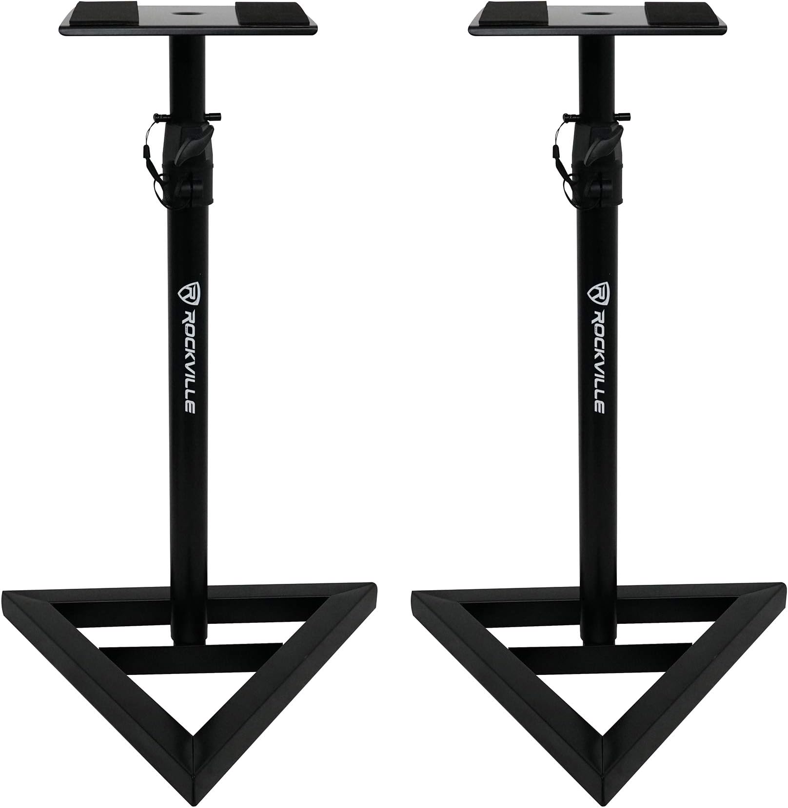 Rockville RVSM1 Pair of Near-Field Studio Monitor Stands, Adjustable Height 33-45in, Heavy-Duty Steel, EVA Foam Padding, Vibration Reduction, for Home Studio Musicians and Audio Engineers