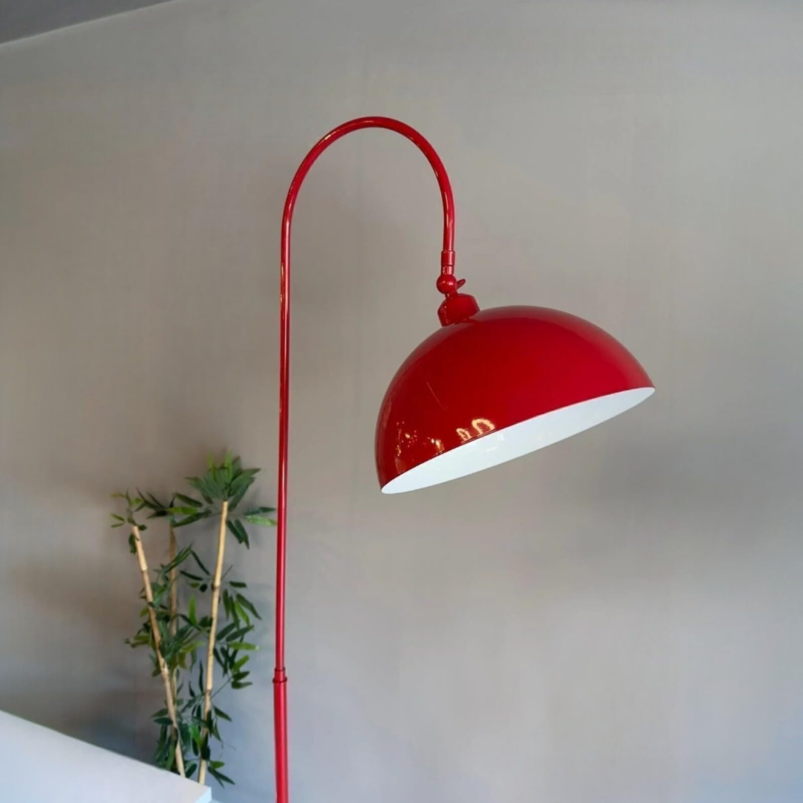 bamyum Gorkiede Lampada da Terra in Metallo, Terra per Soggiorno, Camera da Letto, dei Bambini con Attacco E27, Larghezza 30 cm, Paralume Regolabile, Rosso