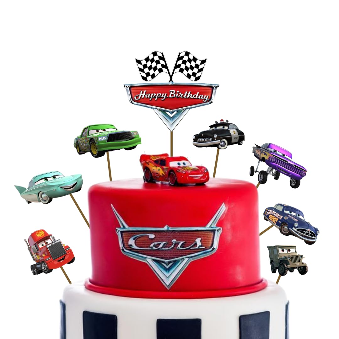 Wanna Party Car Theme Cake Toppers for Birthday Cake – Racing Car Party Cake Decorations for Kids | Car Theme Cake Picks for Boys Birthday Celebration & Racing Party Supplies-image-22