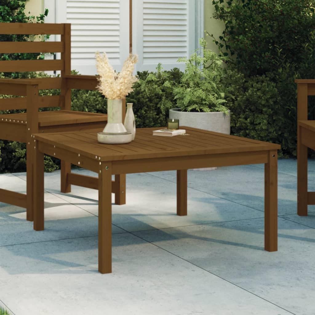 SXZenSpace Honey Brown Solid Pine Wood Outdoor Coffee Table 82.5 cm Square Low Garden Patio Bistro for Dining Tea or Decor Fits Balcony Terrace
