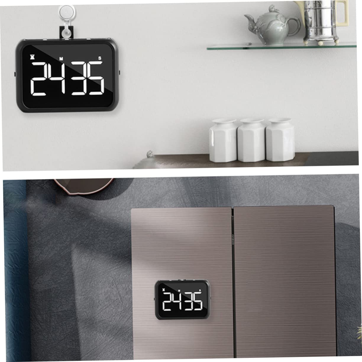 TOPBATHY 3st Wecker Digitaler Küchentimer Elektronisch Uhr USB-Timer Großbildschirm-Touch-küchen Digitaler Countdown- Mechanischer Für Die Küche Alarm Nacht Kochen Abs Black