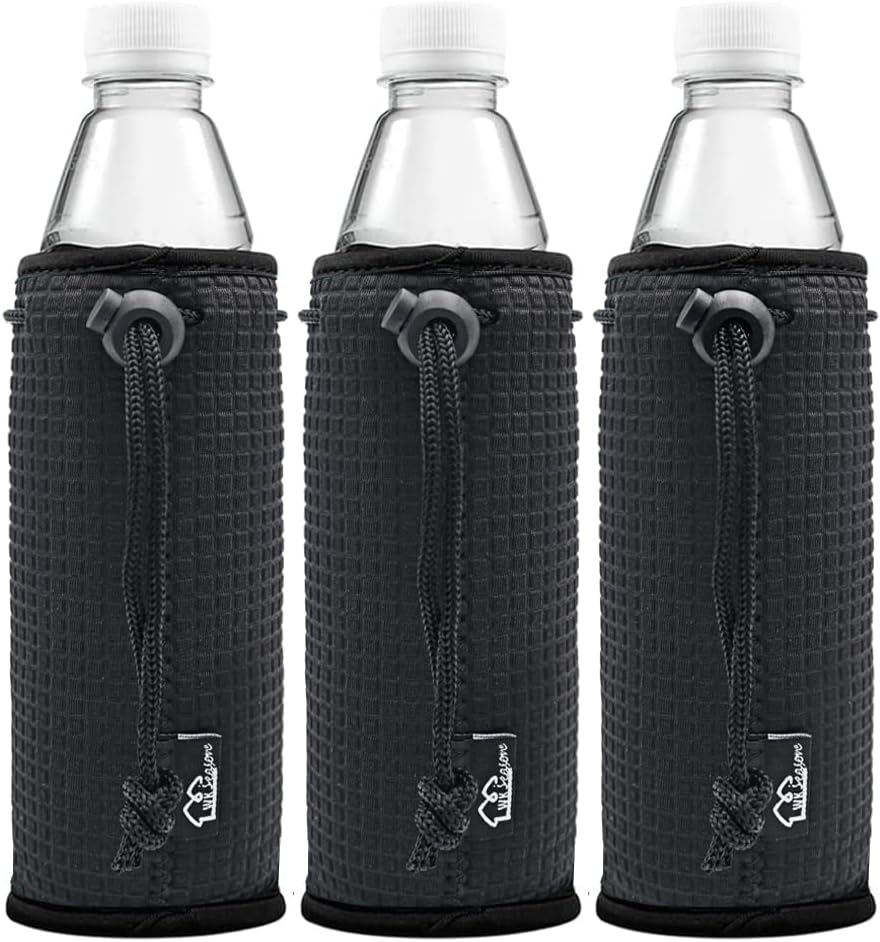 WK IEASON Water Bottle Cover Sleeves Insulators 16 17 18oz Non-slip Neoprene Beer Bottle Coolier Sleeves 3PC Pack (Blackx3)