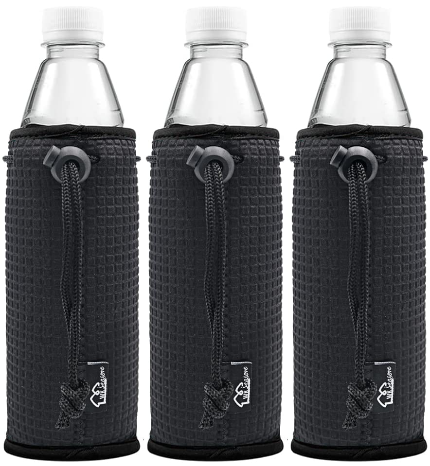 WK IEASON Water Bottle Cover Sleeves Insulators 16 17 18oz Non-slip Neoprene Beer Bottle Coolier Sleeves 3PC Pack (Blackx3)