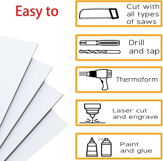 4 pcs ABS Plastic Sheets Boards 1.5mm White Plastic Board Sheets Flexible Than Glass Sheet Moldable Than Acrylic Sheet Moldable Plastic Sheets for Craft Fender Liner Home Decor(30 x 30cm)