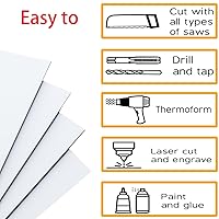 Vista 5 de DARENYI Hojas de plástico ABS blanco de 16 x 12 x 1/16 pulgadas de grosor, flexible que el plexiglás moldeable que la lámina acrílica, paneles