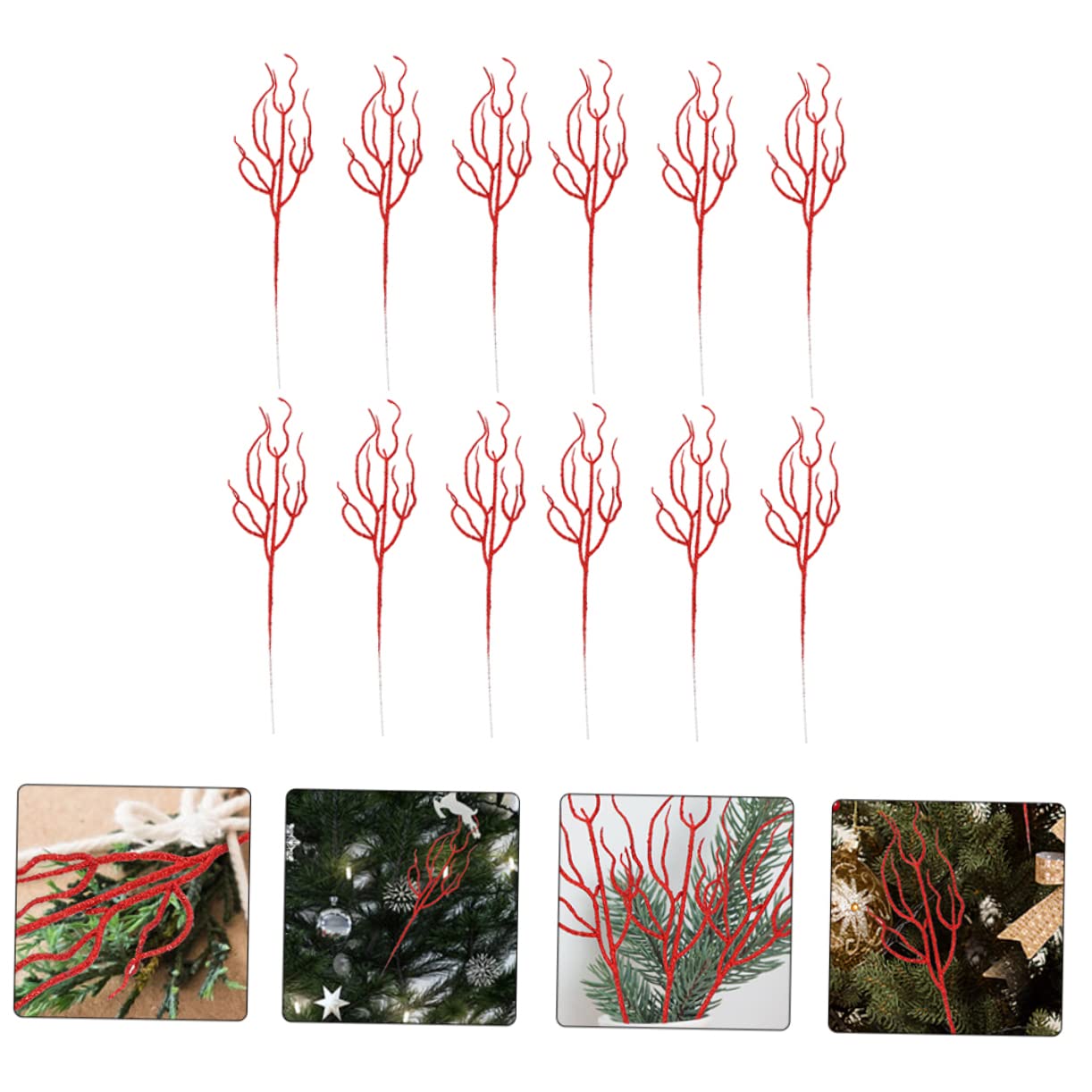 RLKHXBS Scelte di Piante di Natale 12 Pezzi Piante finte Decorazioni per la casa Verde Piante d'appartamento Foglia di Natale Simulazione Erba Prato Foglie Scelte di ghirlande di Natale Giorno