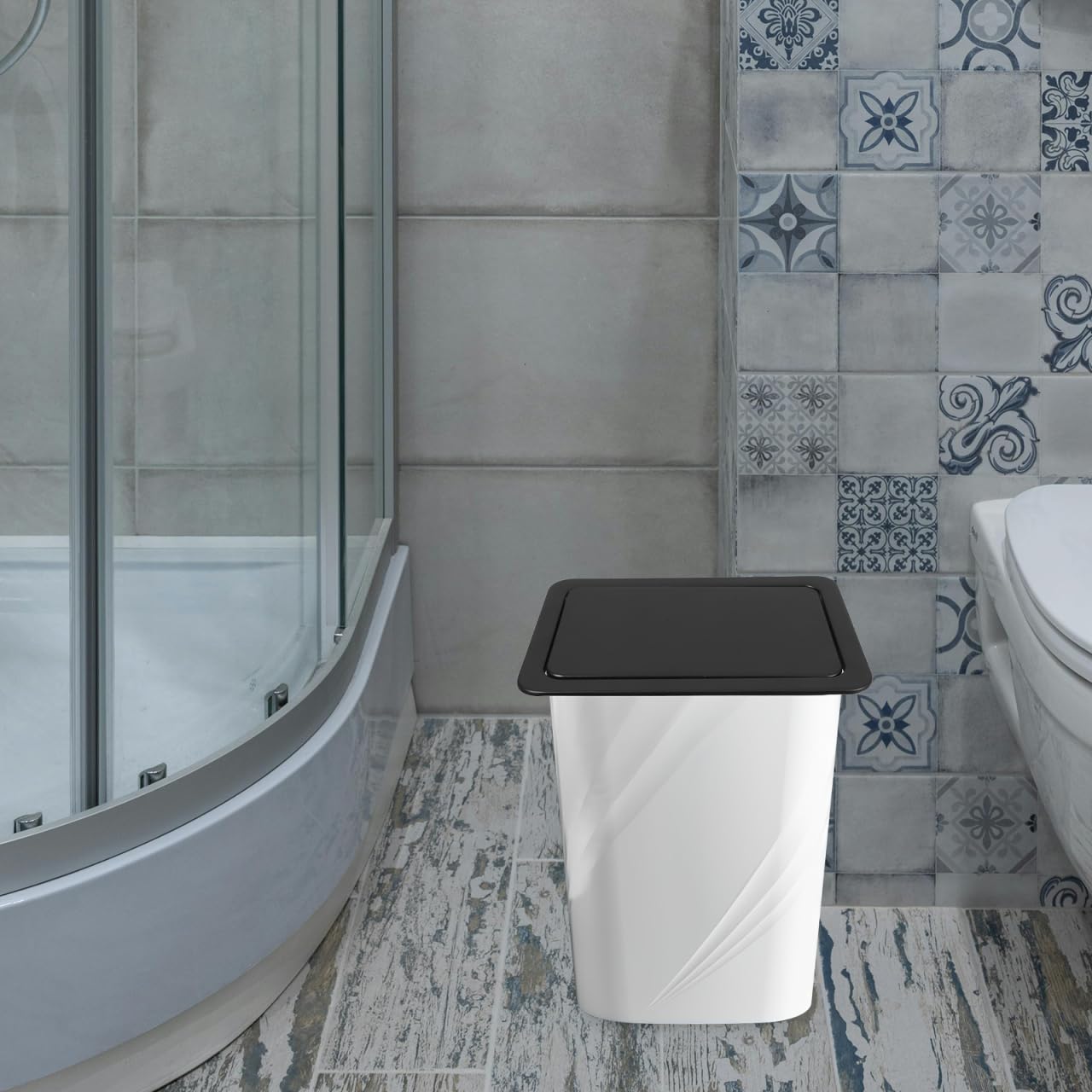 POPETPOP Tapa De Basura Empotrada De Acero Inoxidable Para Cubo De Basura Cocina Y Lavabo Tapa De Cubo Con Diseño De Flip Fácil Instalación 10.78X7.48X1.29 Pulgadas