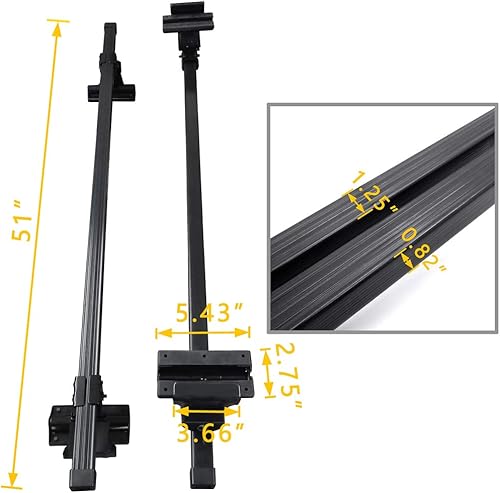 Miniatura 6 de HTTMT Sistema de portaequipajes de techo completo ajustable con cerradura universal para vehículos sin riel lateral del techo