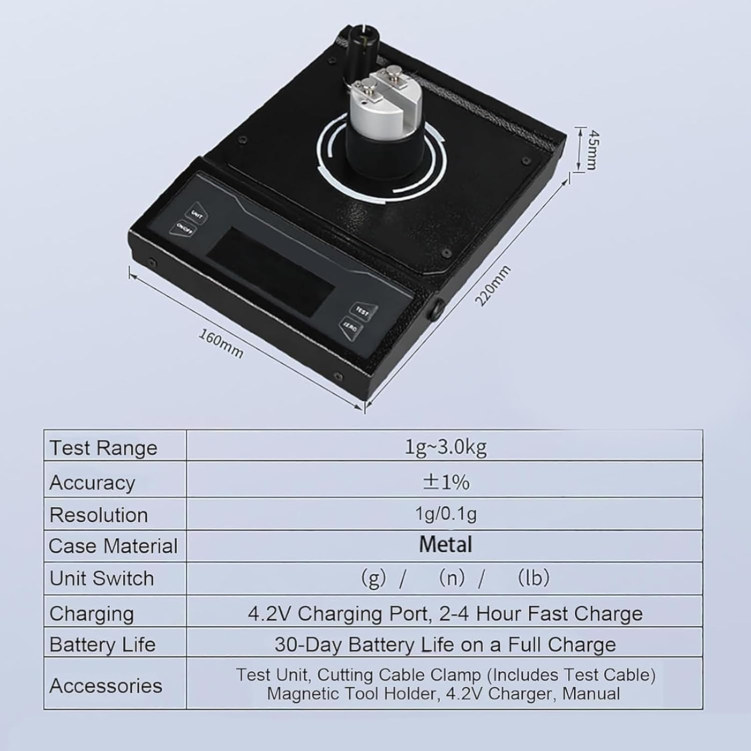 Tester di affilatura della lama, strumento di prova ad alta precisione dei bordi con risoluzione 1 g/0,1 g, misuratore di affilatura versatile per tutti i tipi di coltelli