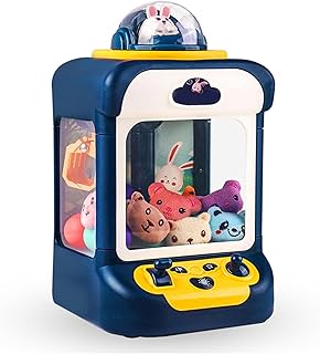 HAZARA Toy Vending Machine For Kids, With 20 Mini Plush Toys And 10 Gashapons Claw Machines Adjustable Sounds And Music Claw Game Machine, Electronic Arcade Claw Game,Blue