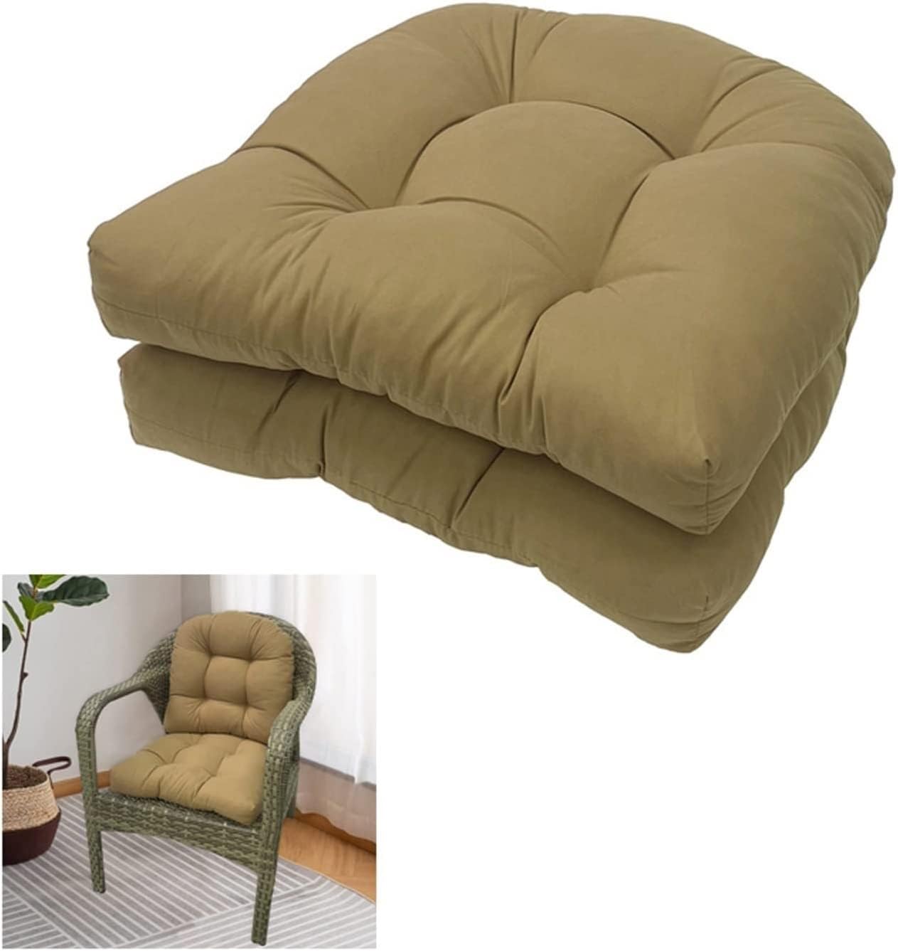 HANFEN Set Of 2 Chair Cushions 48x48 Cm, Foam Padding Of 12.7 Cm, Garden Chair Cushions, Outdoor And Indoor Cushions chair cushion (Color : Vert, Size : 48x48cm)