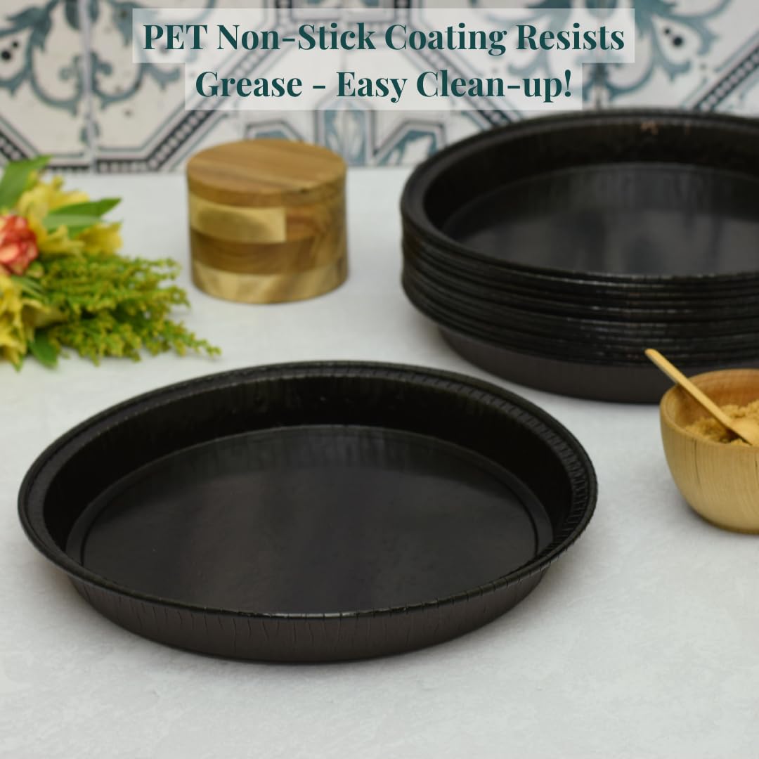 Set mit 30 runden Einweg-Backformen, 26,7 cm, für schnelle und schnelle Kuchen, Pappe, Schwarz, Einweg-Backform