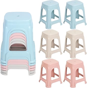 6 Pack Stackable Classroom Stools, Plastic Stools Nesting Stools Colorful Round Stool, Indoor Outdoor Flexible Seating Decorative Stool, Classroom Chairs for Home School Mix Color